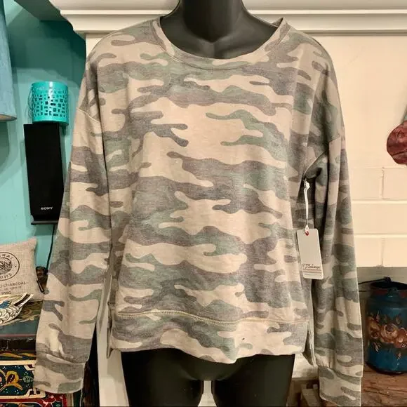 NWT PJ SALVAGE “KIND IS COOL” CAMO CAMOUFLAGE TOP SWEATSHIRT - Picture 4 of 7